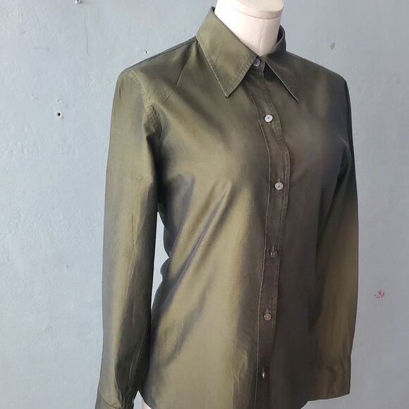 Women's Vintage Isaac Mizrahi Iridescent Silk Blouse/Size 8 - Picture 5 of 10